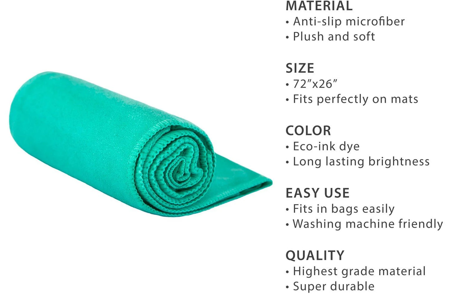 Gosweat Hot Yoga Towel in Gray - Super Absorbent, 100% Microfiber, Suede, Bikram Yoga Towel